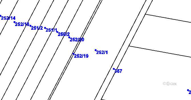 Parcela st. 252/1 v KÚ Obědkovice, Katastrální mapa