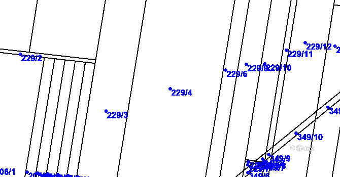 Parcela st. 229/4 v KÚ Obědkovice, Katastrální mapa
