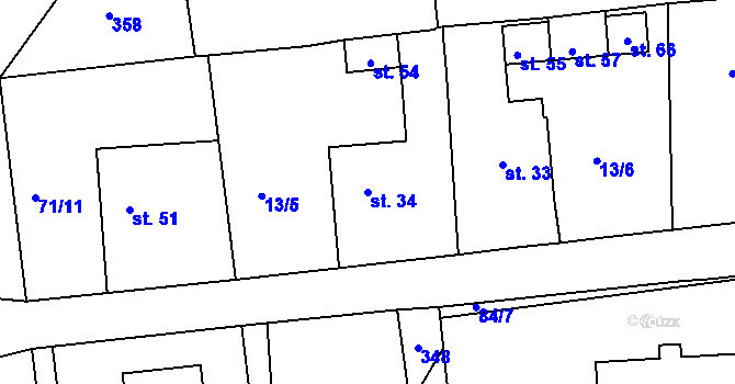 Parcela st. 34 v KÚ Oblajovice, Katastrální mapa