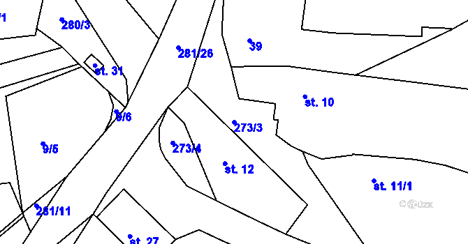 Parcela st. 273/3 v KÚ Oblajovice, Katastrální mapa
