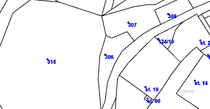 Parcela st. 306 v KÚ Oblajovice, Katastrální mapa