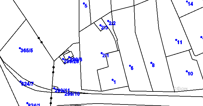 Parcela st. 2/1 v KÚ Oblekovice, Katastrální mapa