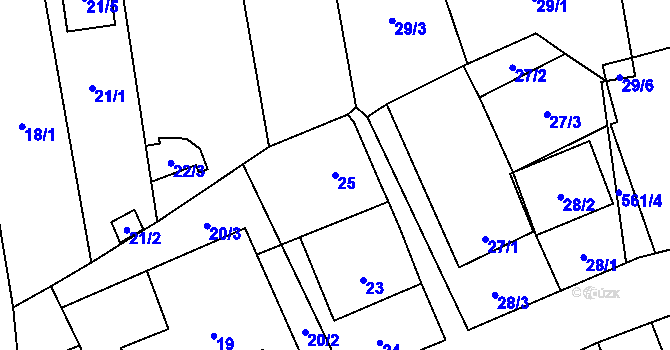 Parcela st. 25 v KÚ Oblekovice, Katastrální mapa