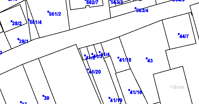 Parcela st. 41/4 v KÚ Oblekovice, Katastrální mapa