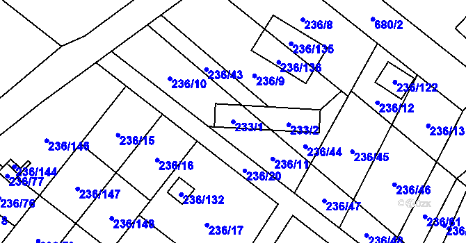 Parcela st. 233/1 v KÚ Oblekovice, Katastrální mapa