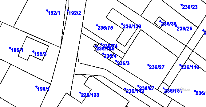 Parcela st. 236/4 v KÚ Oblekovice, Katastrální mapa