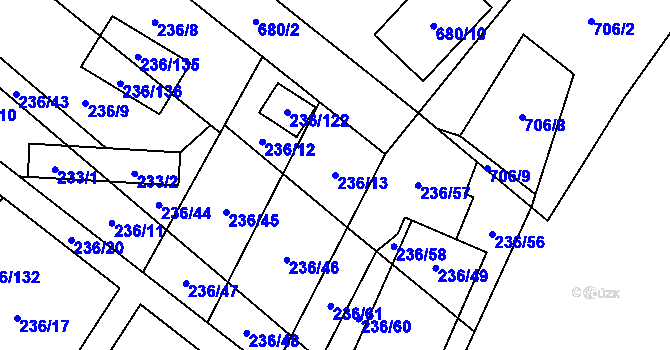 Parcela st. 236/13 v KÚ Oblekovice, Katastrální mapa