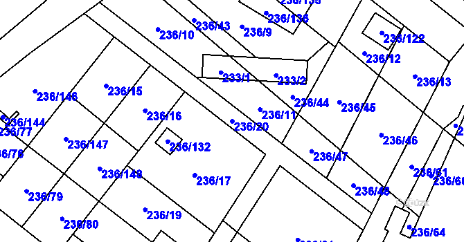 Parcela st. 236/20 v KÚ Oblekovice, Katastrální mapa