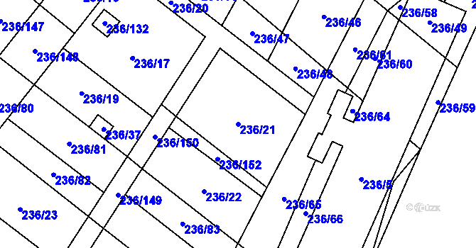 Parcela st. 236/21 v KÚ Oblekovice, Katastrální mapa
