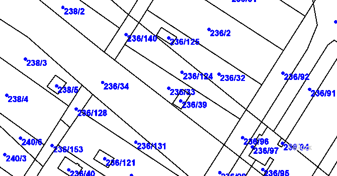 Parcela st. 236/33 v KÚ Oblekovice, Katastrální mapa