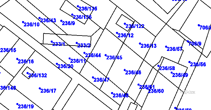 Parcela st. 236/45 v KÚ Oblekovice, Katastrální mapa