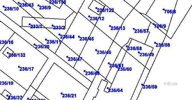 Parcela st. 236/46 v KÚ Oblekovice, Katastrální mapa