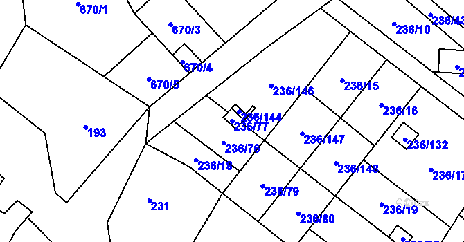 Parcela st. 236/77 v KÚ Oblekovice, Katastrální mapa