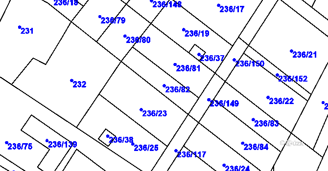 Parcela st. 236/82 v KÚ Oblekovice, Katastrální mapa