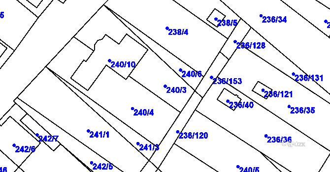 Parcela st. 240/3 v KÚ Oblekovice, Katastrální mapa