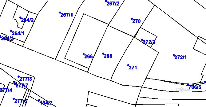 Parcela st. 268 v KÚ Oblekovice, Katastrální mapa