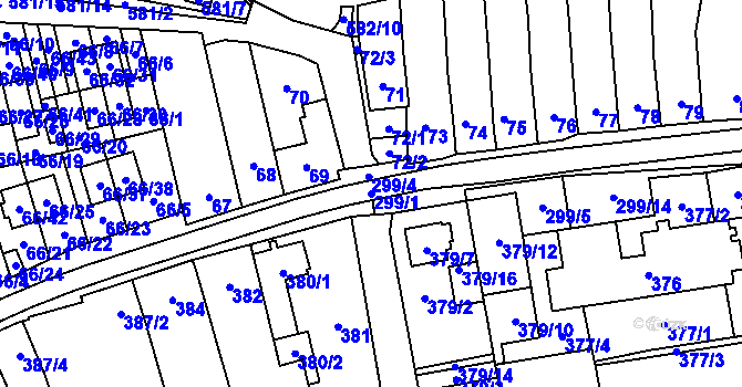 Parcela st. 299/1 v KÚ Oblekovice, Katastrální mapa