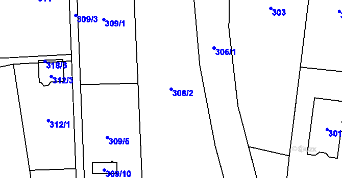 Parcela st. 308/2 v KÚ Oblekovice, Katastrální mapa