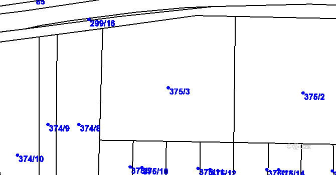 Parcela st. 375/3 v KÚ Oblekovice, Katastrální mapa
