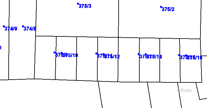 Parcela st. 375/12 v KÚ Oblekovice, Katastrální mapa