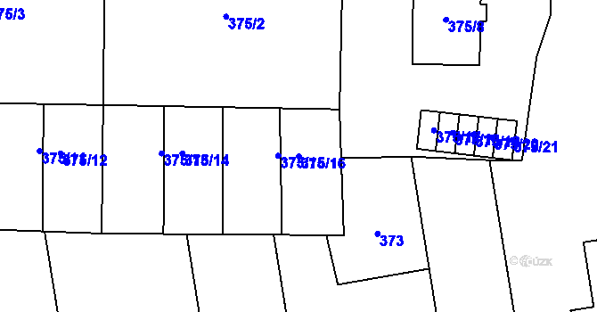 Parcela st. 375/16 v KÚ Oblekovice, Katastrální mapa