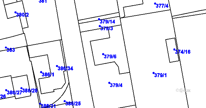 Parcela st. 379/6 v KÚ Oblekovice, Katastrální mapa