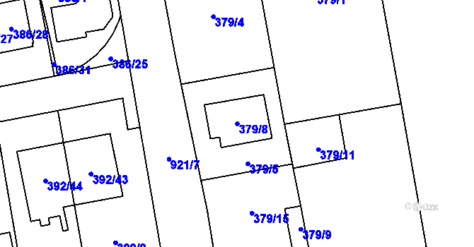 Parcela st. 379/8 v KÚ Oblekovice, Katastrální mapa