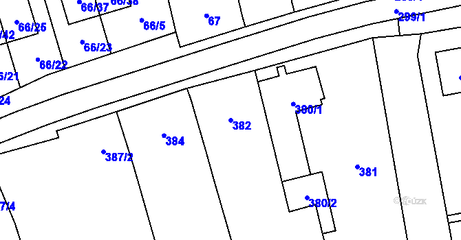 Parcela st. 382 v KÚ Oblekovice, Katastrální mapa