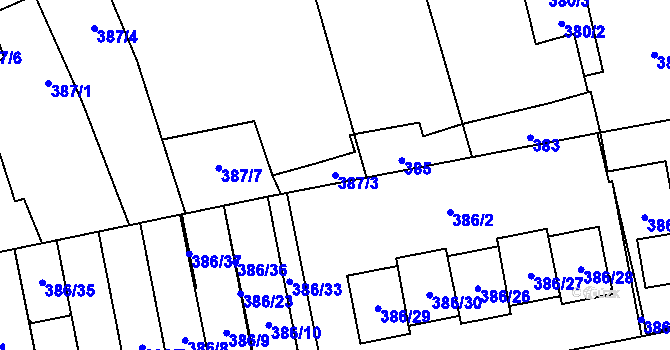 Parcela st. 387/3 v KÚ Oblekovice, Katastrální mapa