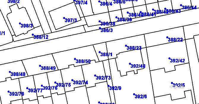 Parcela st. 388/1 v KÚ Oblekovice, Katastrální mapa