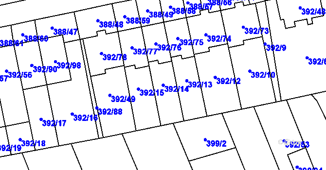 Parcela st. 392/14 v KÚ Oblekovice, Katastrální mapa
