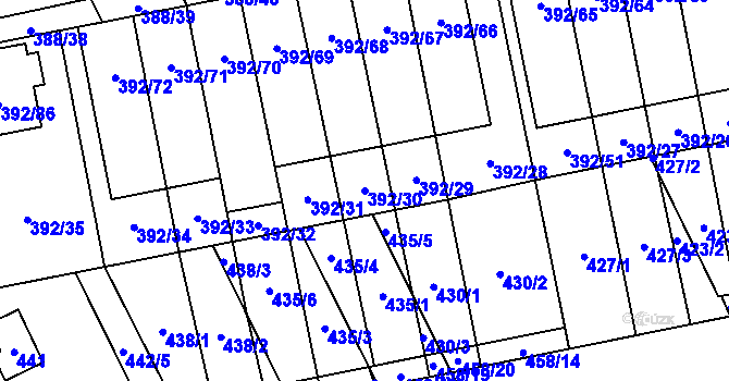 Parcela st. 392/30 v KÚ Oblekovice, Katastrální mapa
