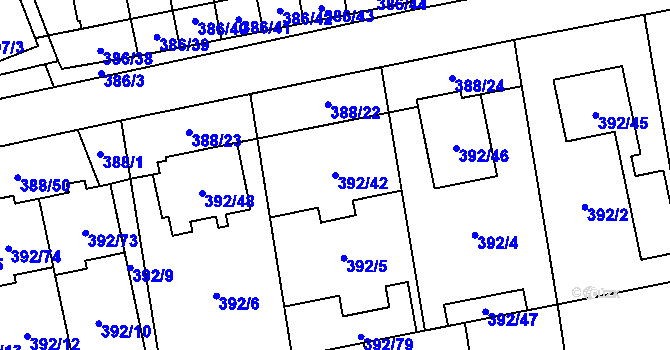 Parcela st. 392/42 v KÚ Oblekovice, Katastrální mapa