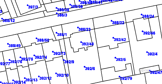 Parcela st. 392/48 v KÚ Oblekovice, Katastrální mapa