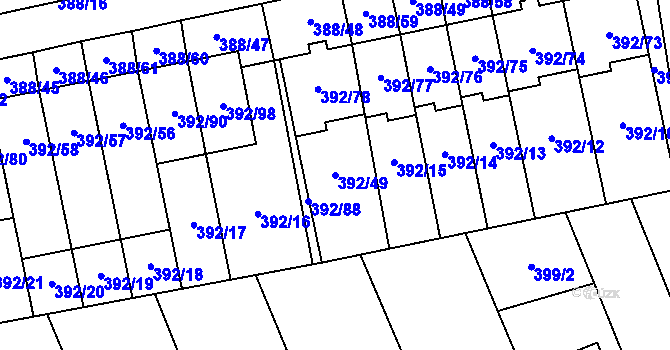 Parcela st. 392/49 v KÚ Oblekovice, Katastrální mapa