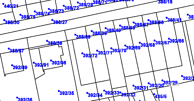 Parcela st. 392/71 v KÚ Oblekovice, Katastrální mapa