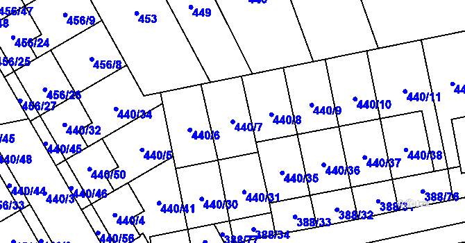 Parcela st. 440/7 v KÚ Oblekovice, Katastrální mapa