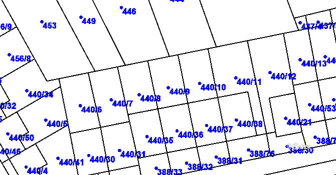 Parcela st. 440/9 v KÚ Oblekovice, Katastrální mapa