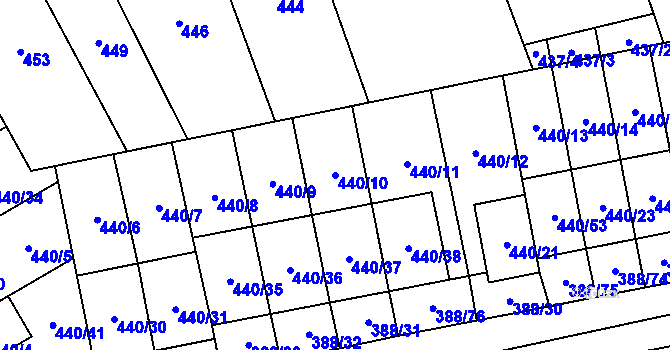 Parcela st. 440/10 v KÚ Oblekovice, Katastrální mapa