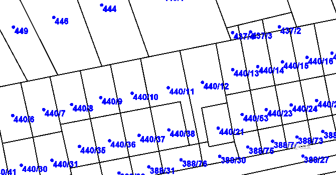 Parcela st. 440/11 v KÚ Oblekovice, Katastrální mapa