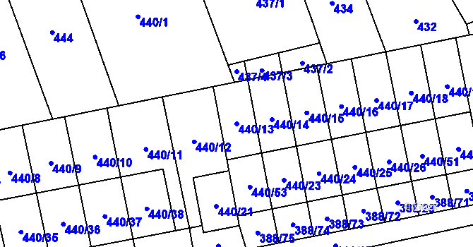 Parcela st. 440/13 v KÚ Oblekovice, Katastrální mapa