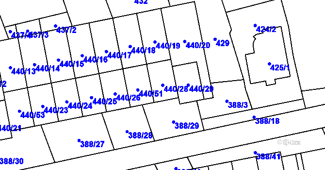 Parcela st. 440/28 v KÚ Oblekovice, Katastrální mapa