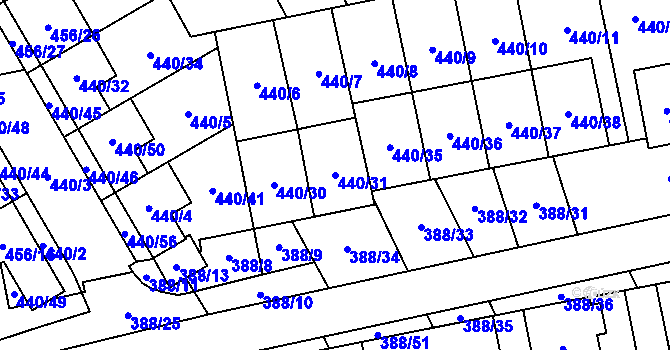 Parcela st. 440/31 v KÚ Oblekovice, Katastrální mapa