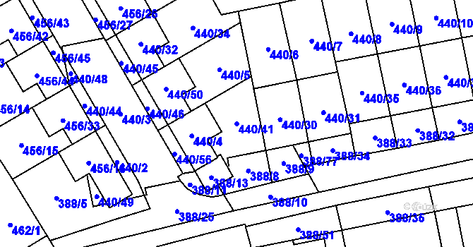 Parcela st. 440/41 v KÚ Oblekovice, Katastrální mapa