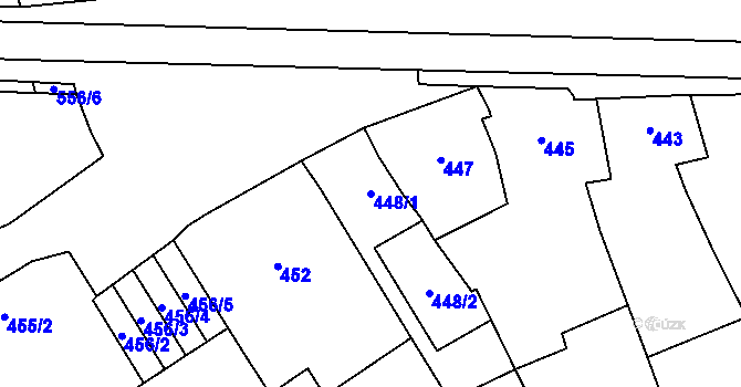 Parcela st. 448/1 v KÚ Oblekovice, Katastrální mapa