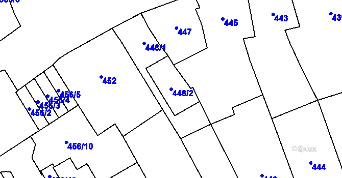 Parcela st. 448/2 v KÚ Oblekovice, Katastrální mapa