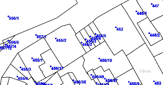 Parcela st. 456/2 v KÚ Oblekovice, Katastrální mapa