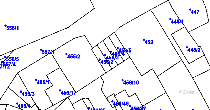 Parcela st. 456/3 v KÚ Oblekovice, Katastrální mapa