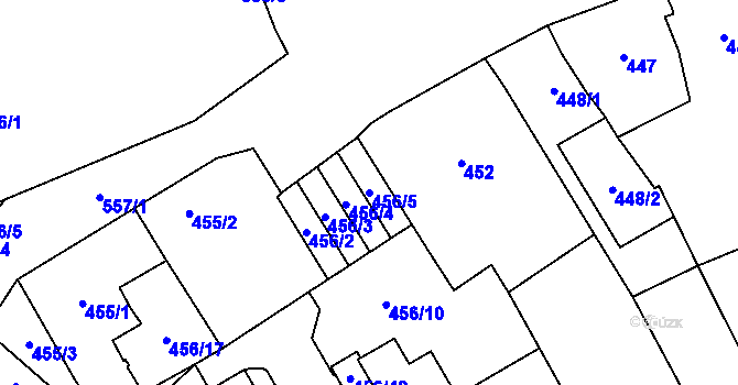 Parcela st. 456/5 v KÚ Oblekovice, Katastrální mapa