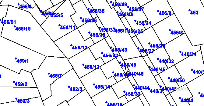 Parcela st. 456/42 v KÚ Oblekovice, Katastrální mapa